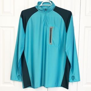 West Marine Light Blue Commodore 1/4 Zip Mockneck Shirt Large